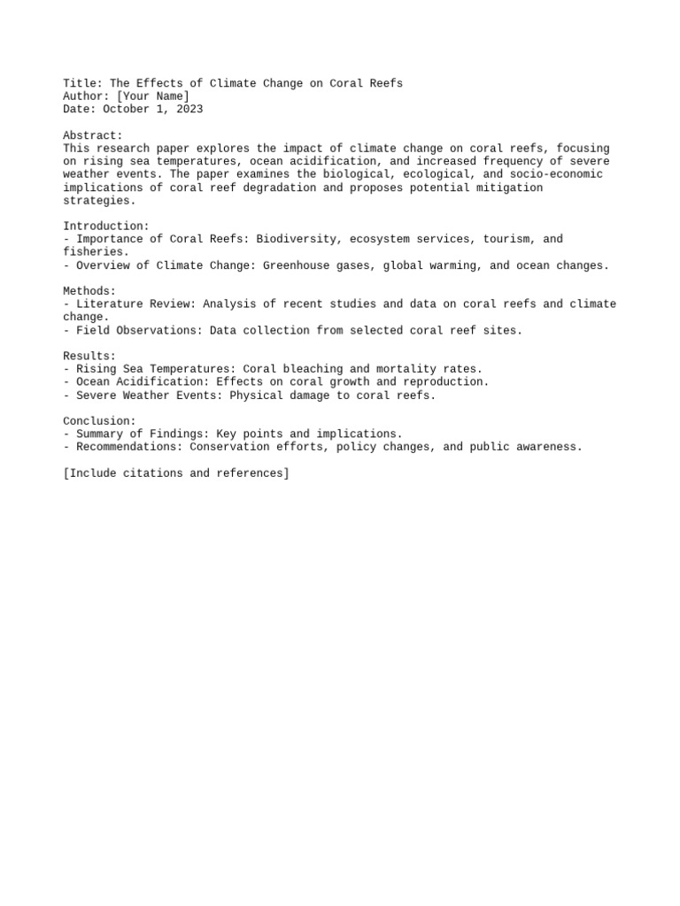 Climate Change Impact on Coral Reefs | PDF | Social Science ...