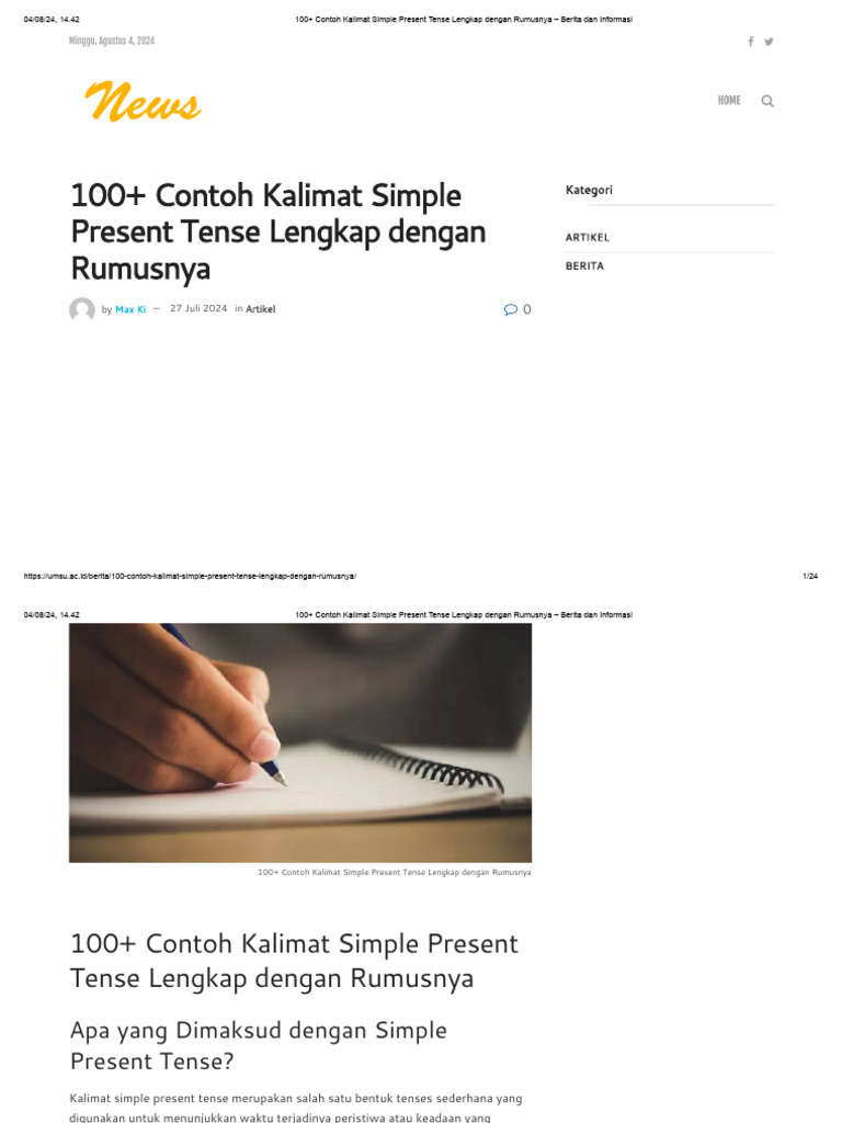 Contoh Kalimat Simple Present Tense | PDF