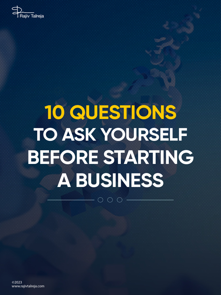 10 Questions To Ask Yourself Before Starting A Business Pdf Profit
