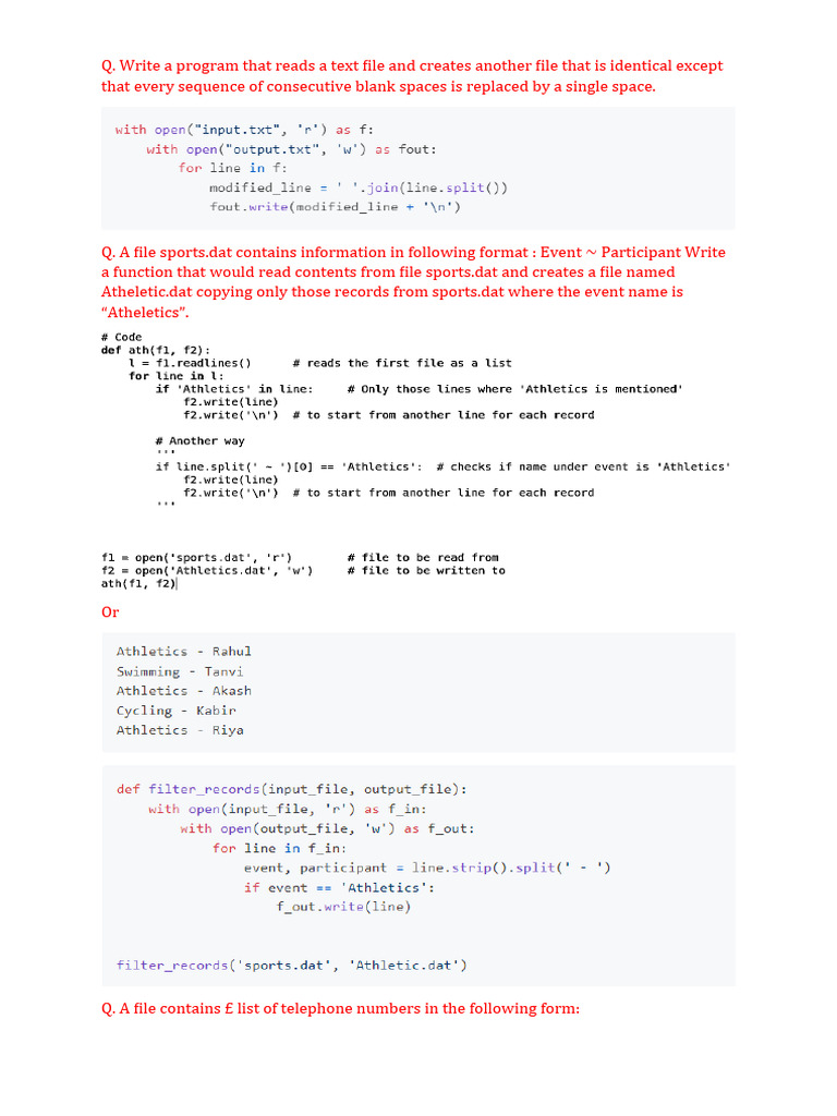 Python File Manipulation Programs | PDF | Filename | Text File
