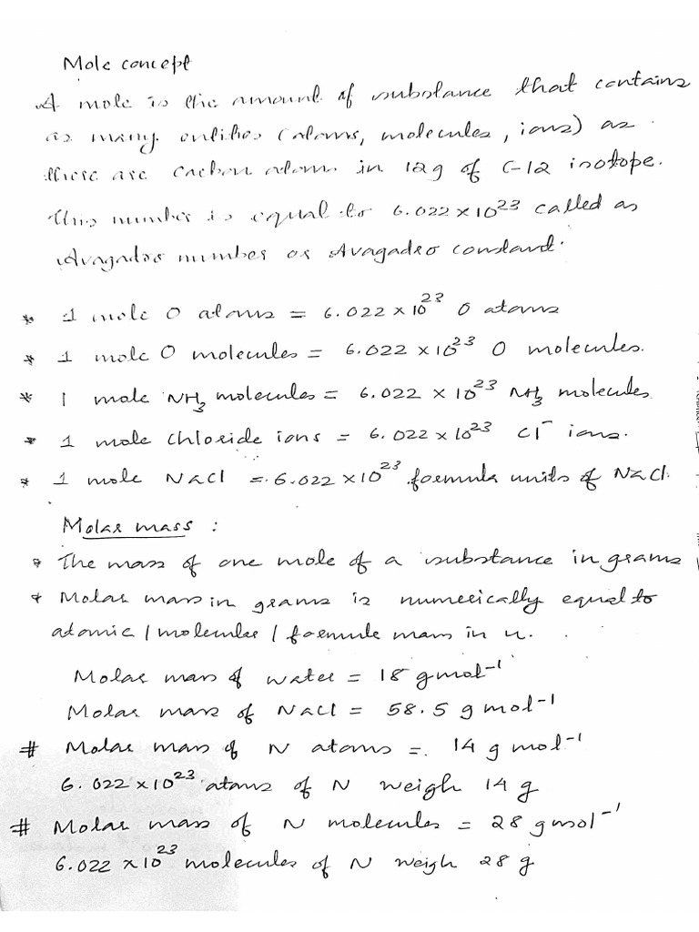 Chemistry - Mole and Mass% | PDF