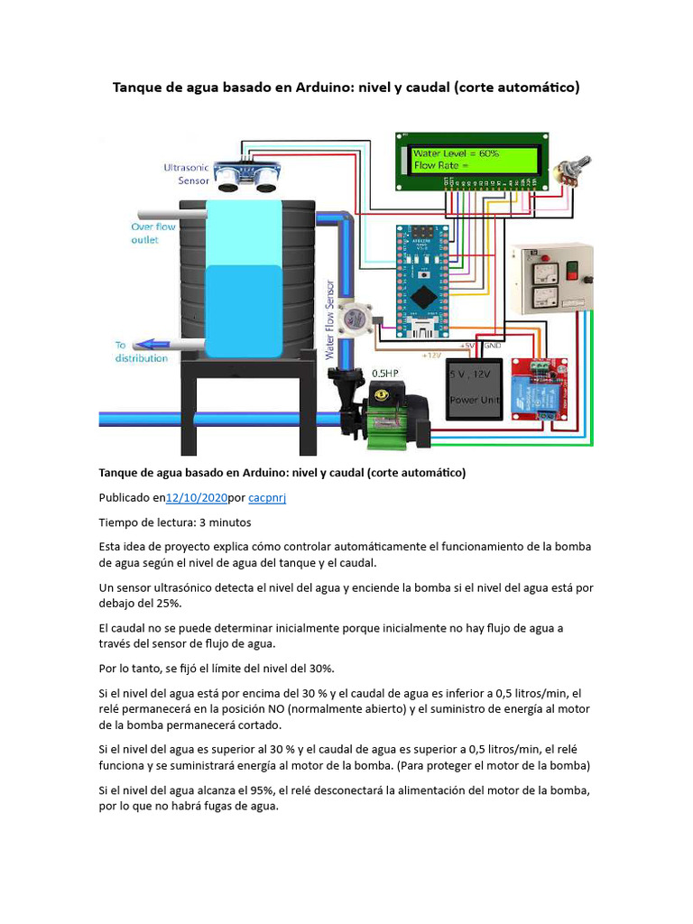 Tanque De Agua Basado En Arduino Pdf Agua Bomba