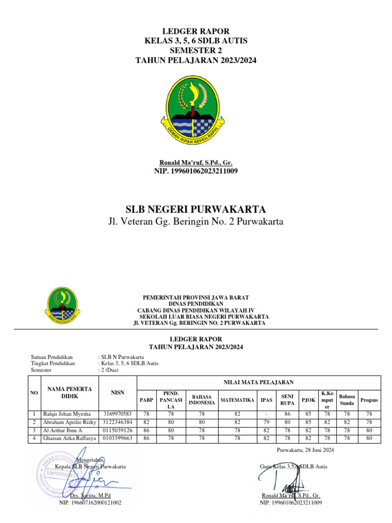 Ledger Rapor Semester 2 | PDF
