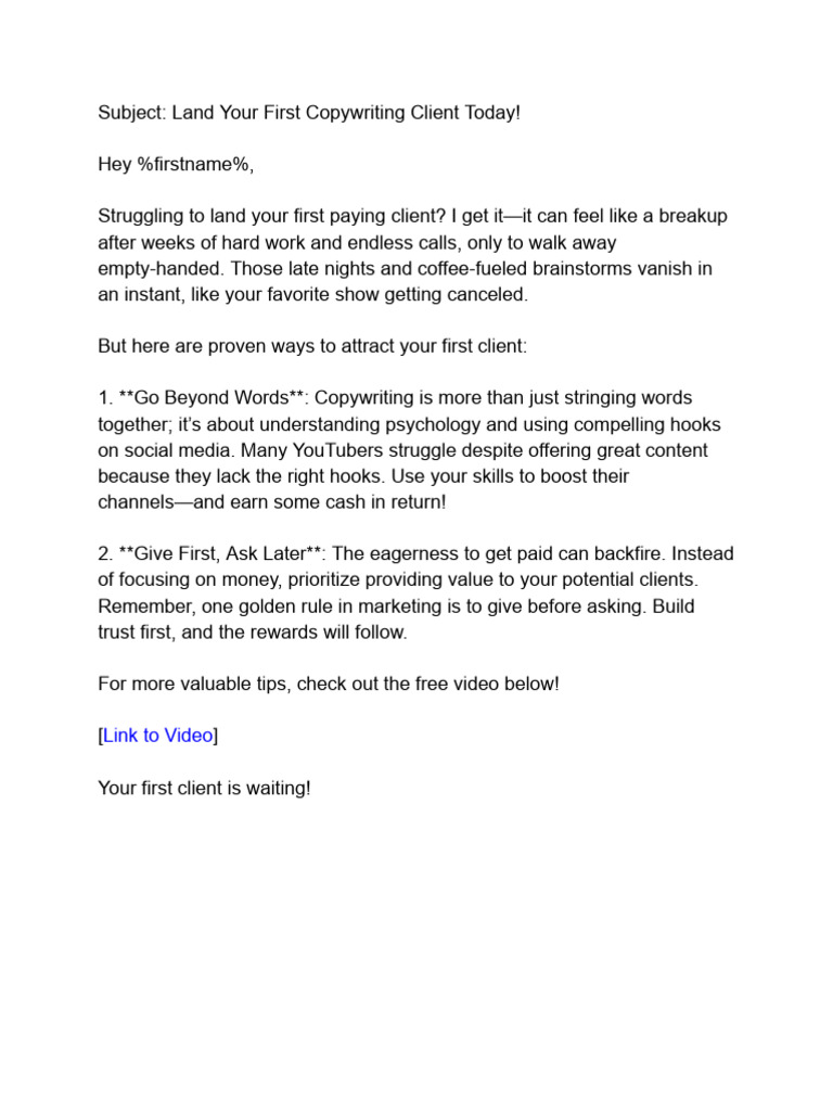 Land Your First Copywriting Client | PDF | Law