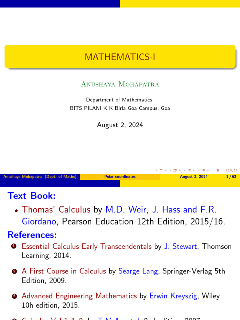 Lecture 1 Polar Coordinates Pdf Coordinate System Mathematical