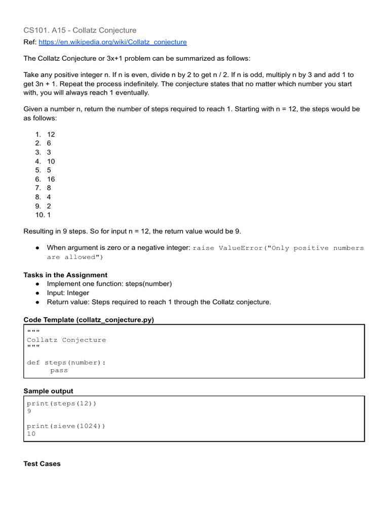 Collatz Conjecture Steps Calculation | PDF | Computer Programming ...