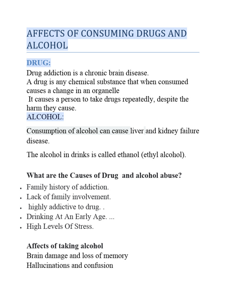 Essay of Consuming Alcohol and Drugs | PDF | Self-Improvement