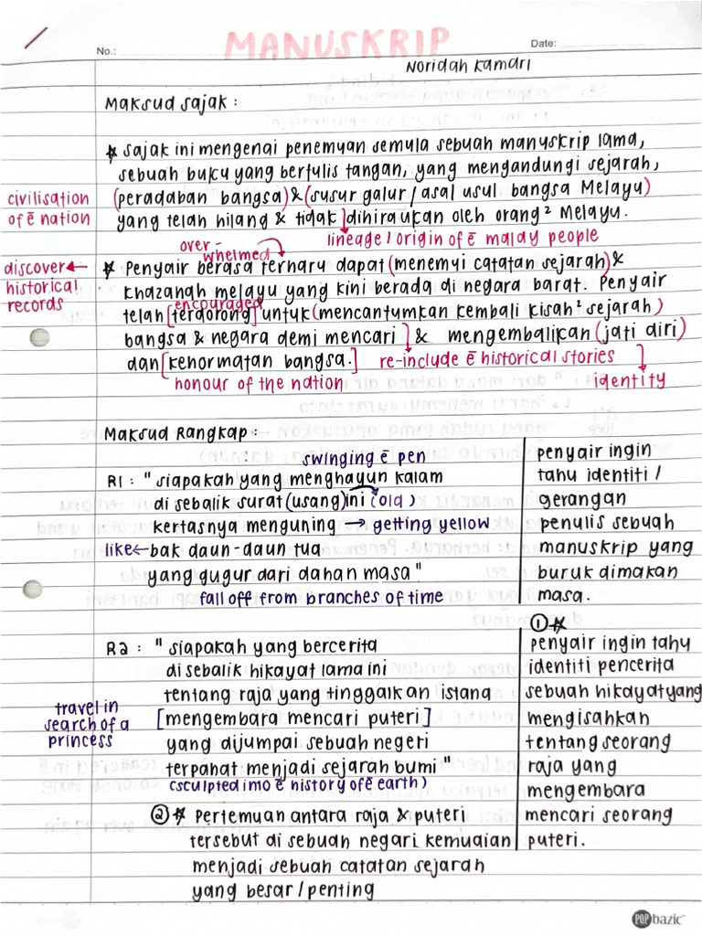 Gce Olevel Pure Malay Literature Notes | PDF