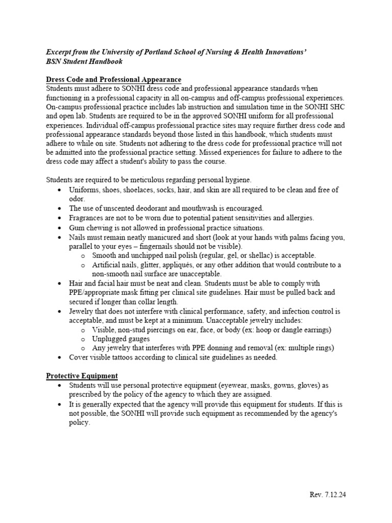 Nursing Student Dress Code Guidelines | PDF | Sweater | Personal ...