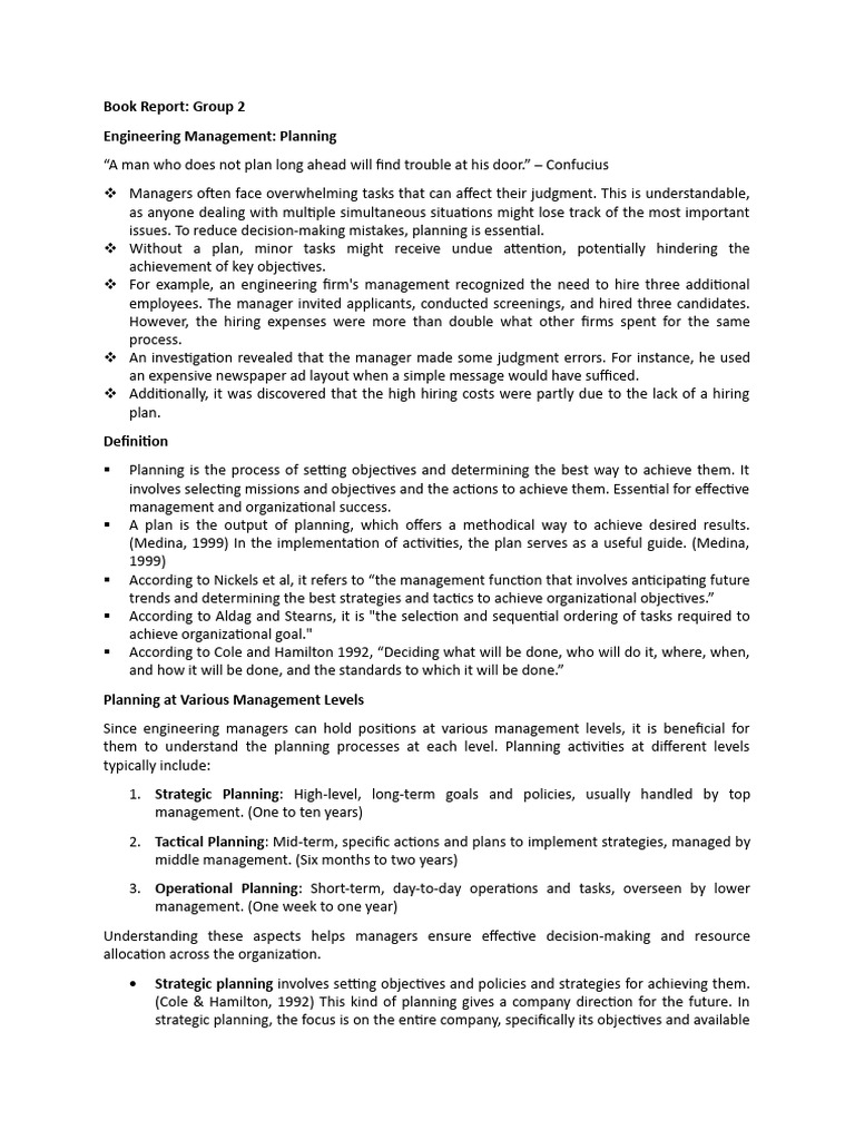 Engineering Management Planning Guide | PDF | Goal | Swot Analysis