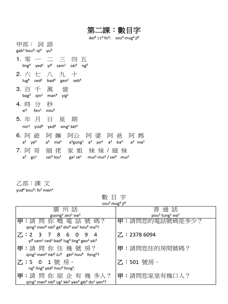第二課 數字 | PDF
