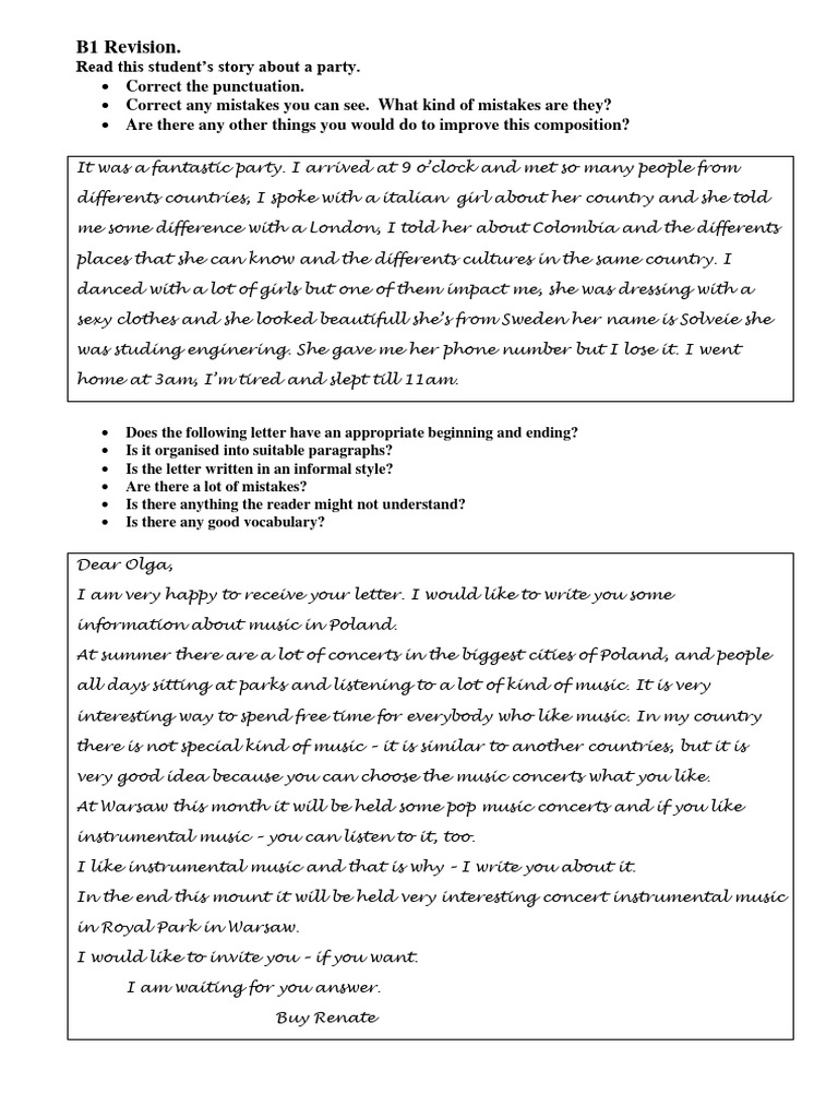 B1 Composition Revision Guide | PDF
