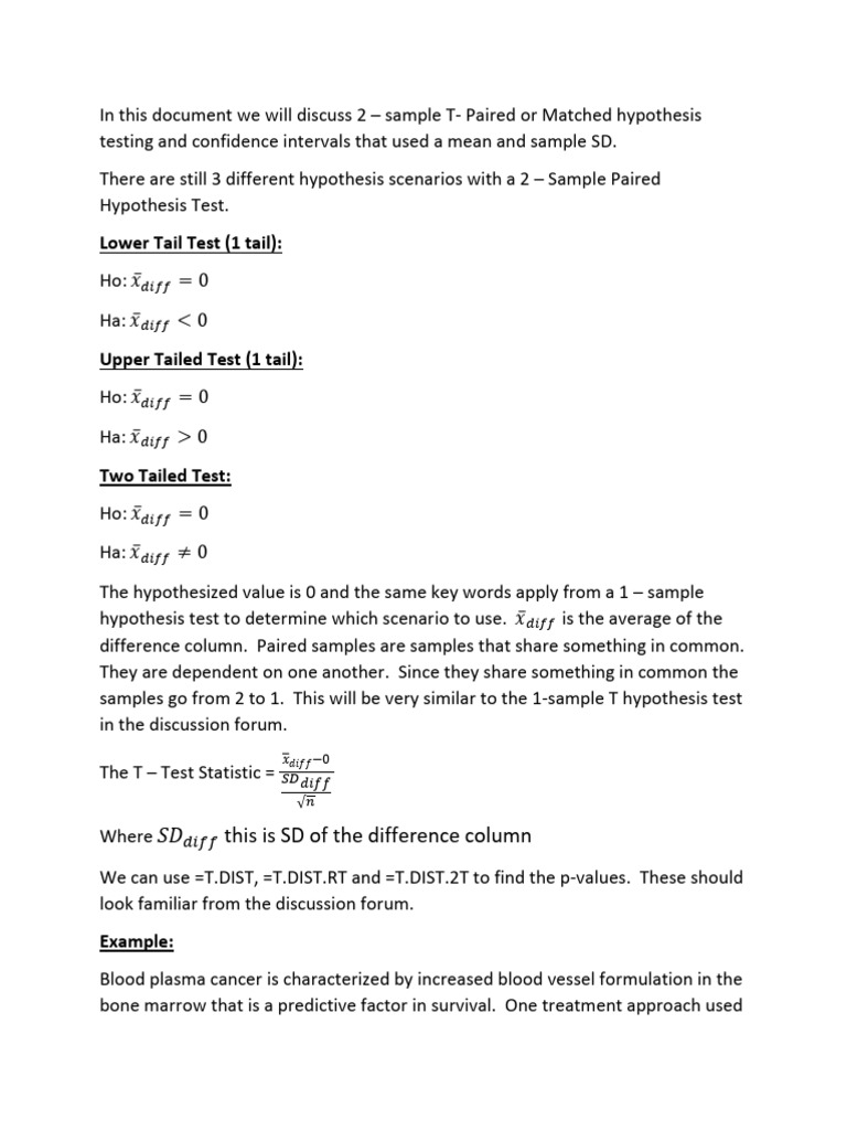 Paired T-Test and Confidence Intervals | PDF | Student's T Test ...