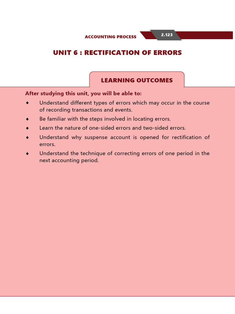 Rectification of Accounting Errors Guide | PDF | Debits And Credits ...