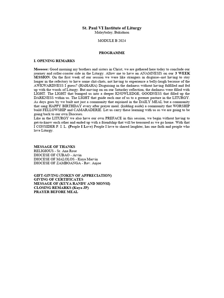 Module B - Closing Program | PDF | Foreign Language Studies