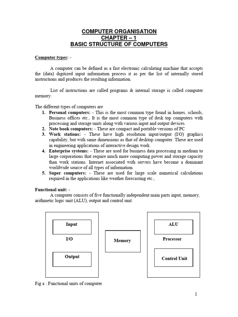 Computer Organisation - 1 Basic Structure of Computers | PDF | Computer ...