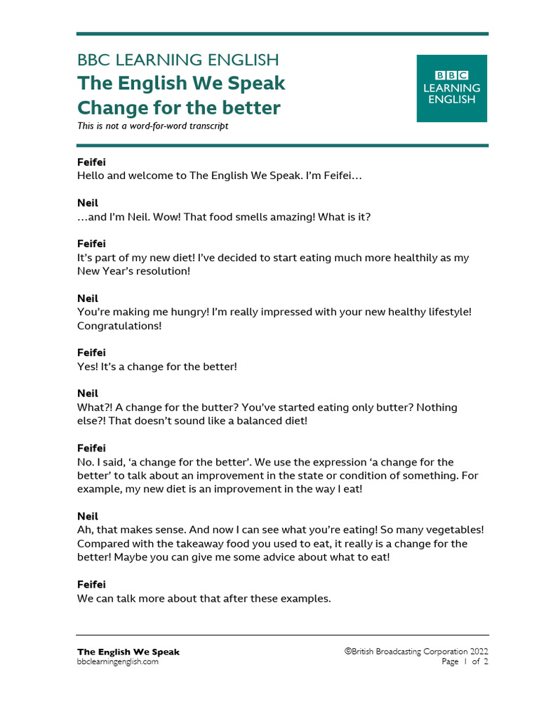 A Change for the Better Explained | PDF