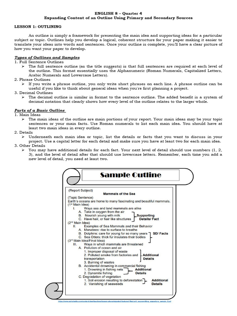 Outlining with Primary and Secondary Sources | PDF