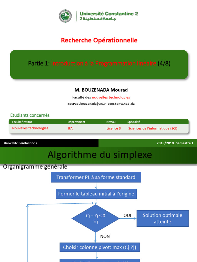 Introduction à la Programmation Linéaire | PDF | Analyse mathématique ...