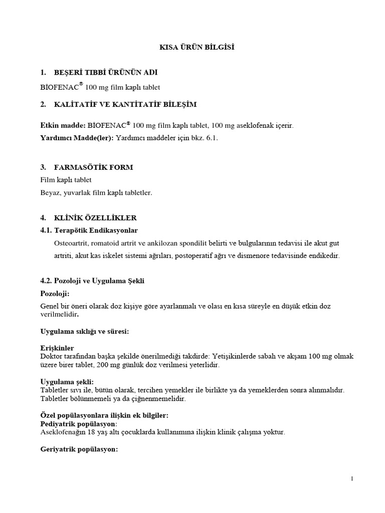BIOFENAC TABLET OMHULD 100MG intelligence overview