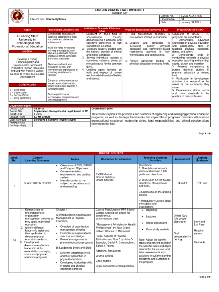 Course Syllabus: PE Management & Law | PDF | Risk Management | Learning