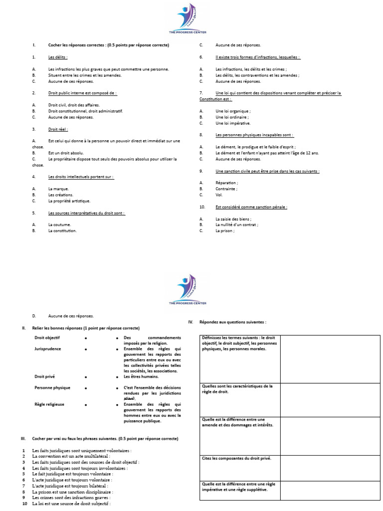 Quiz sur le Droit et ses Concepts | PDF | Loi | Gouvernement