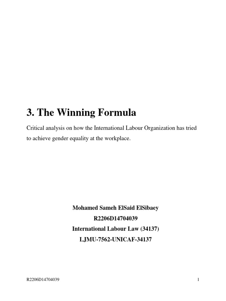 The Winning Formula R2206D14704039 | PDF | International Labour ...