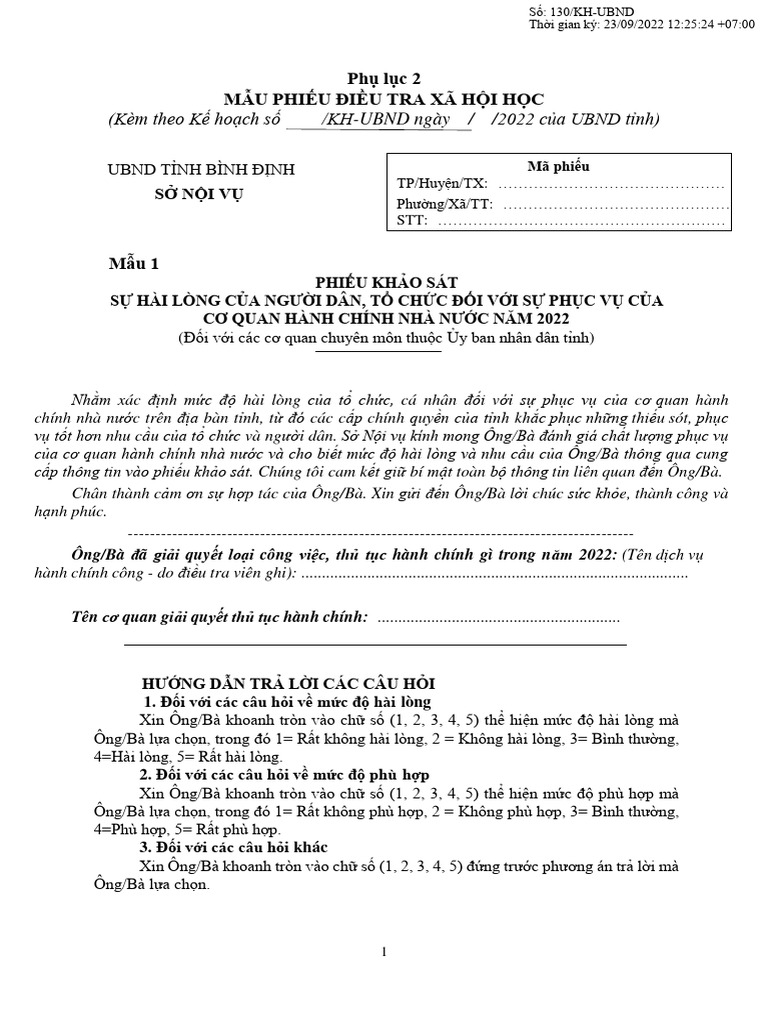 Pl2 Mau Phieu Dieu Tra | PDF