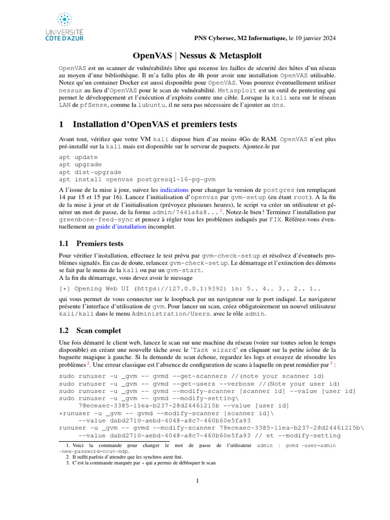 Installation et Tests d'OpenVAS Docker | PDF | Vulnérabilité ...