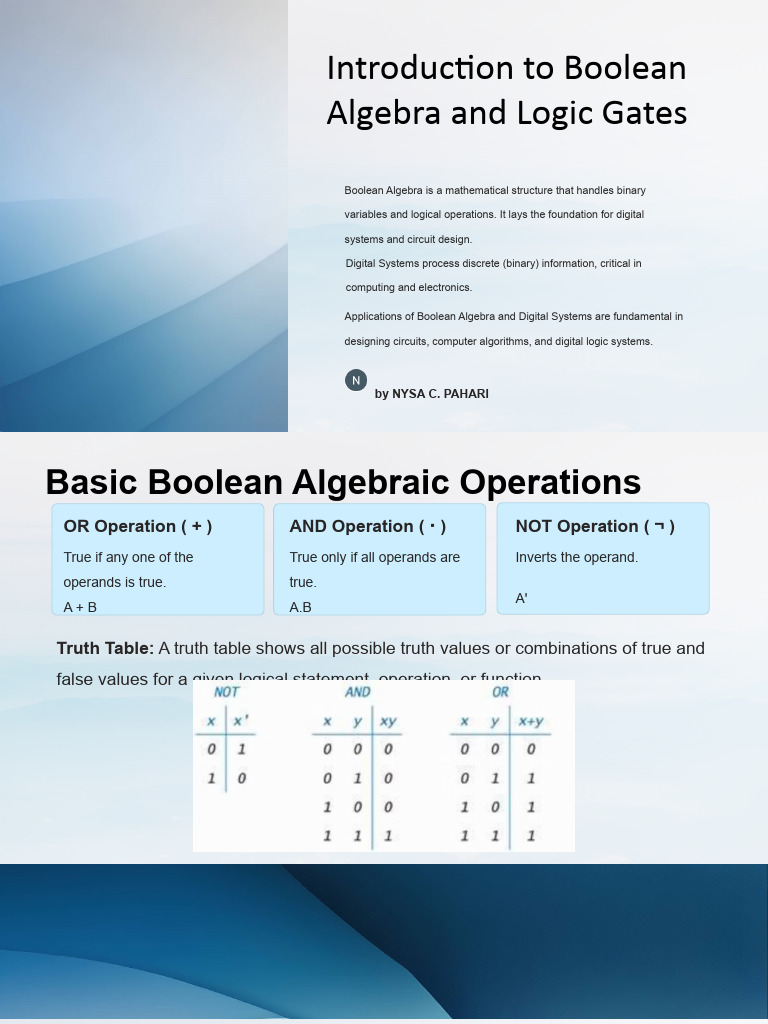 Introduction_to_Boolean_Algebra_and_Logic_Gates_by_Nysa_Pahari | PDF ...