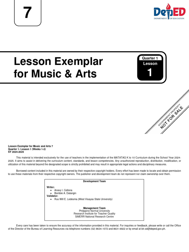 Q1 - LE - Music and Arts 7 - Lesson 1 - Weeks 1-2 | PDF | The Arts ...