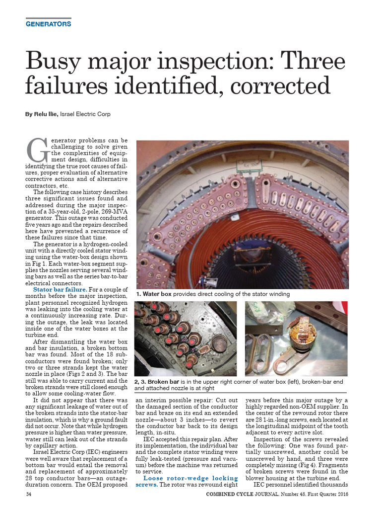 Generator Inspection Reveals Key Failures | PDF | Turbine | Electricity