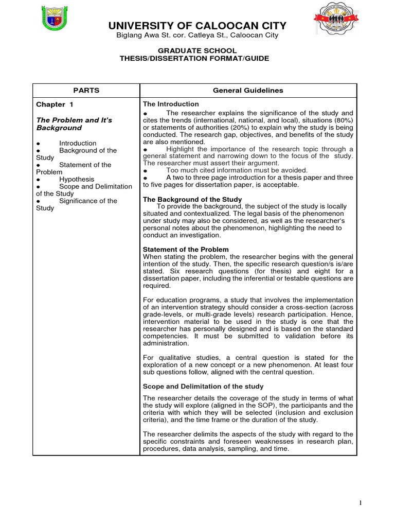 Thesis/Dissertation Format Guide | PDF | Thesis | Statistics