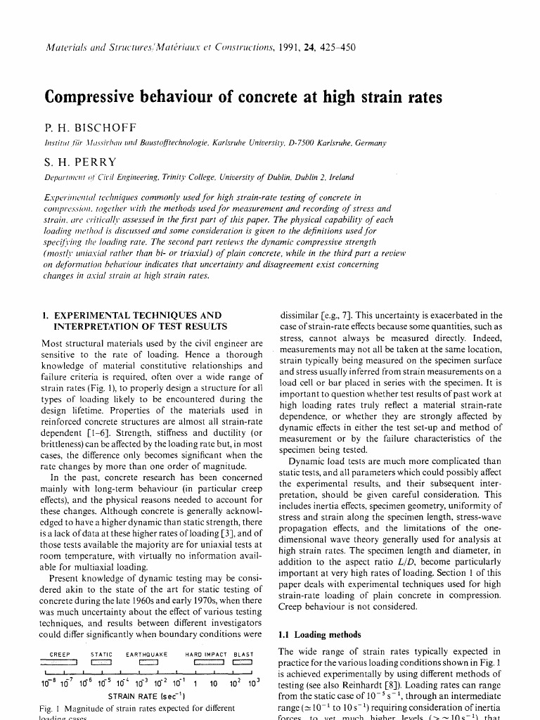 High Strain Rate Compression of Concrete | PDF | Strength Of Materials ...