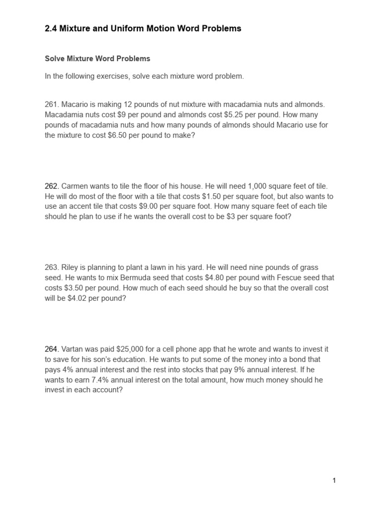 Math Word Problems for Students | PDF | Interest | Speed