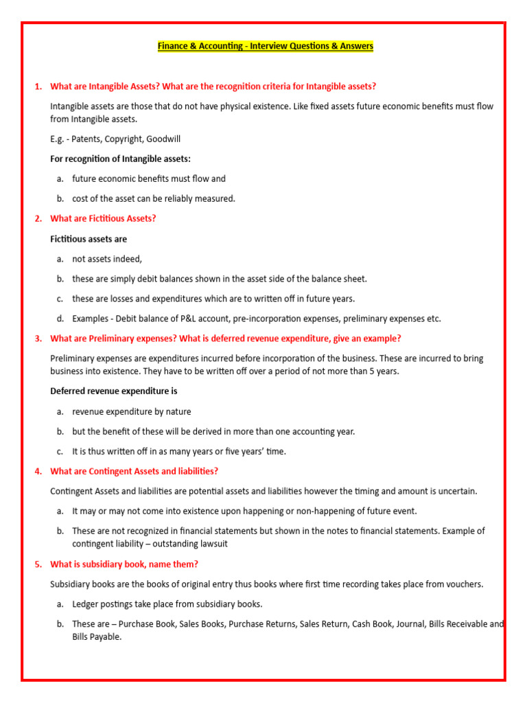 Finance 0 Accounting - Interview Questions 0 Answers | PDF | Debits And ...