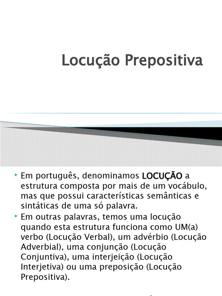 O que são locuções prepositivas? | PDF | Palavra | Preposição e posposição