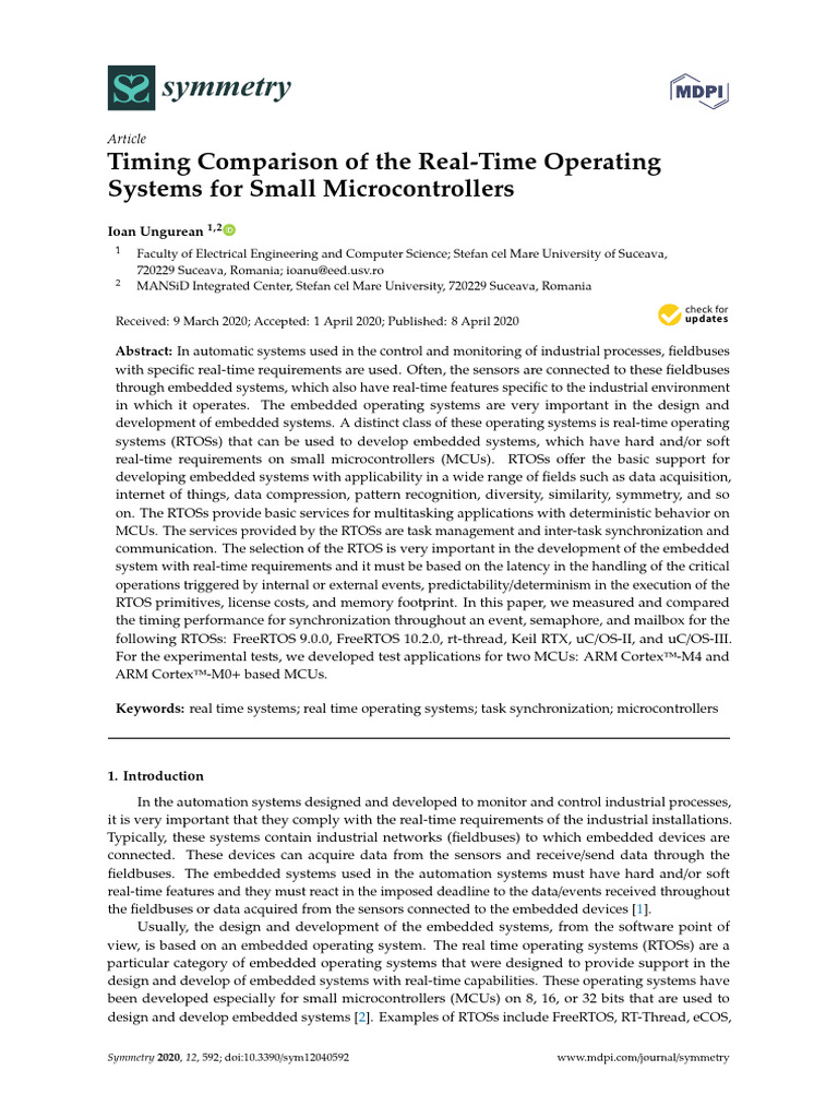 Timing Comparison of The Real-Time Operating Syste | PDF ...