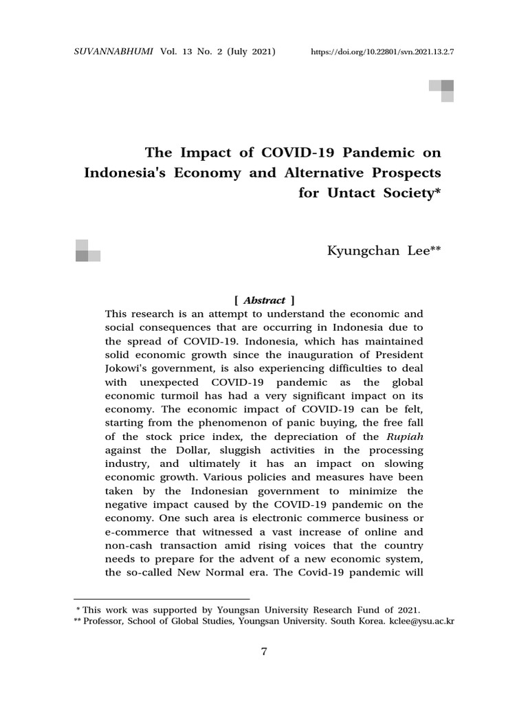 The Impact Of Covid 19 Pandemic On Indonesia S Economy And Alternative