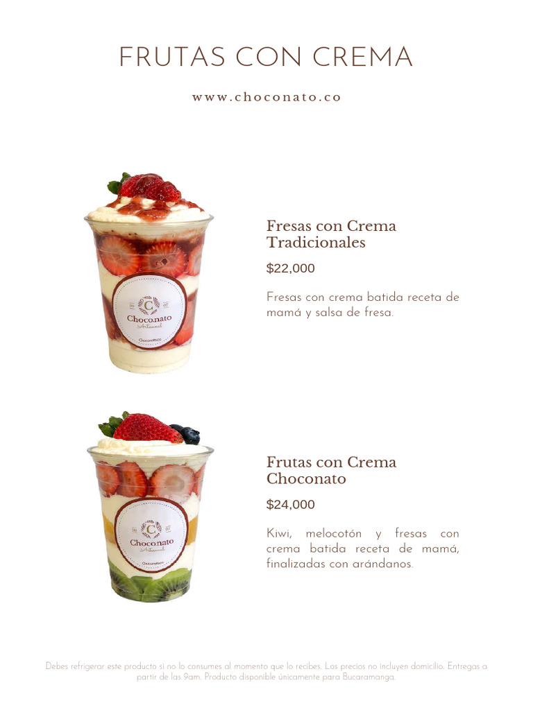 Fresas con Crema: Menú y Precios | PDF | Alimentos | Postres