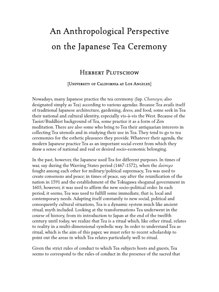 Herbert Plutschow - An Anthropological Perspective On The Japanese Tea ...