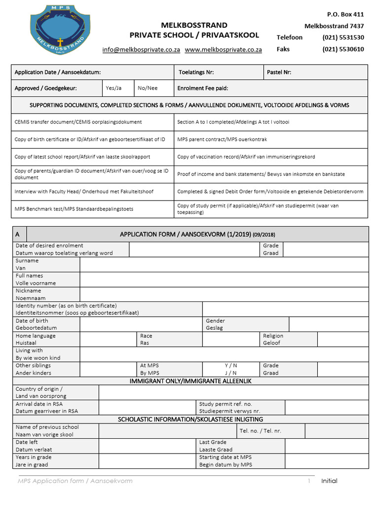 2019 MPS Enrolment Form | PDF