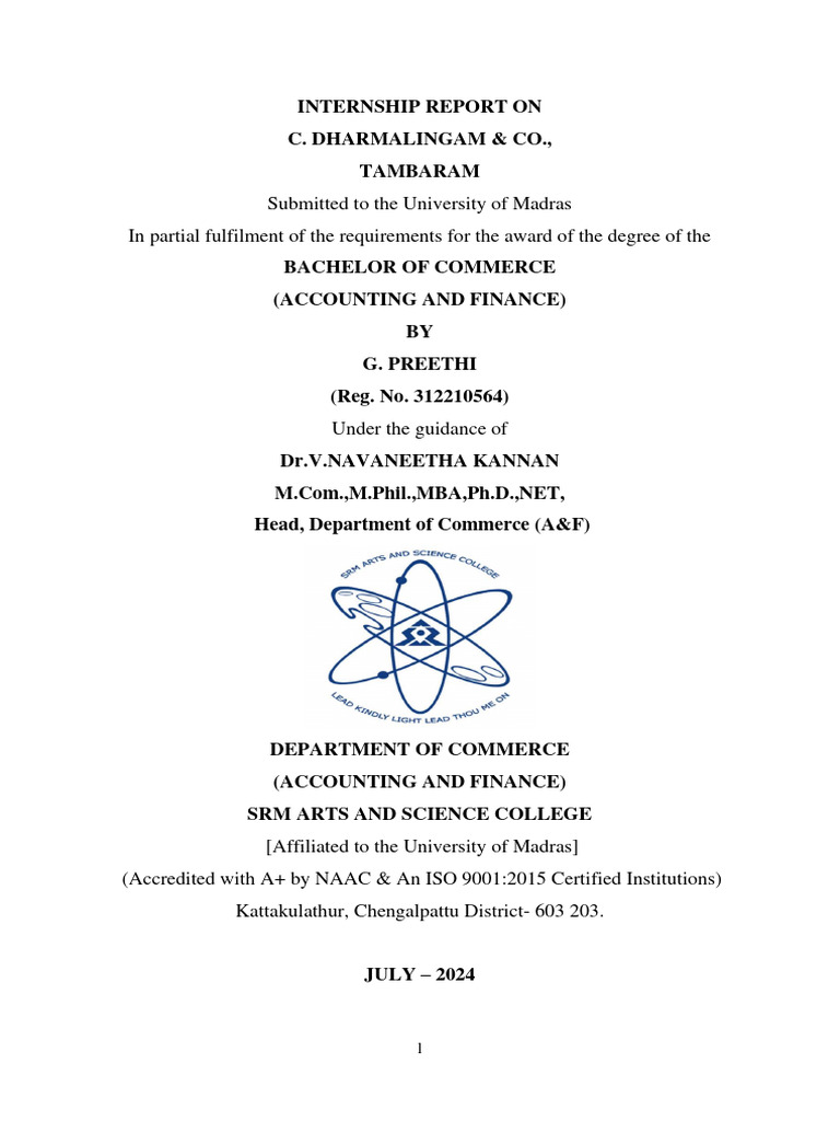 G Preethi Internship Report Pdf Taxes Audit