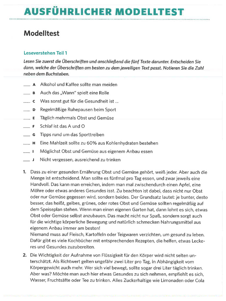 Test Pons Deutsch | PDF