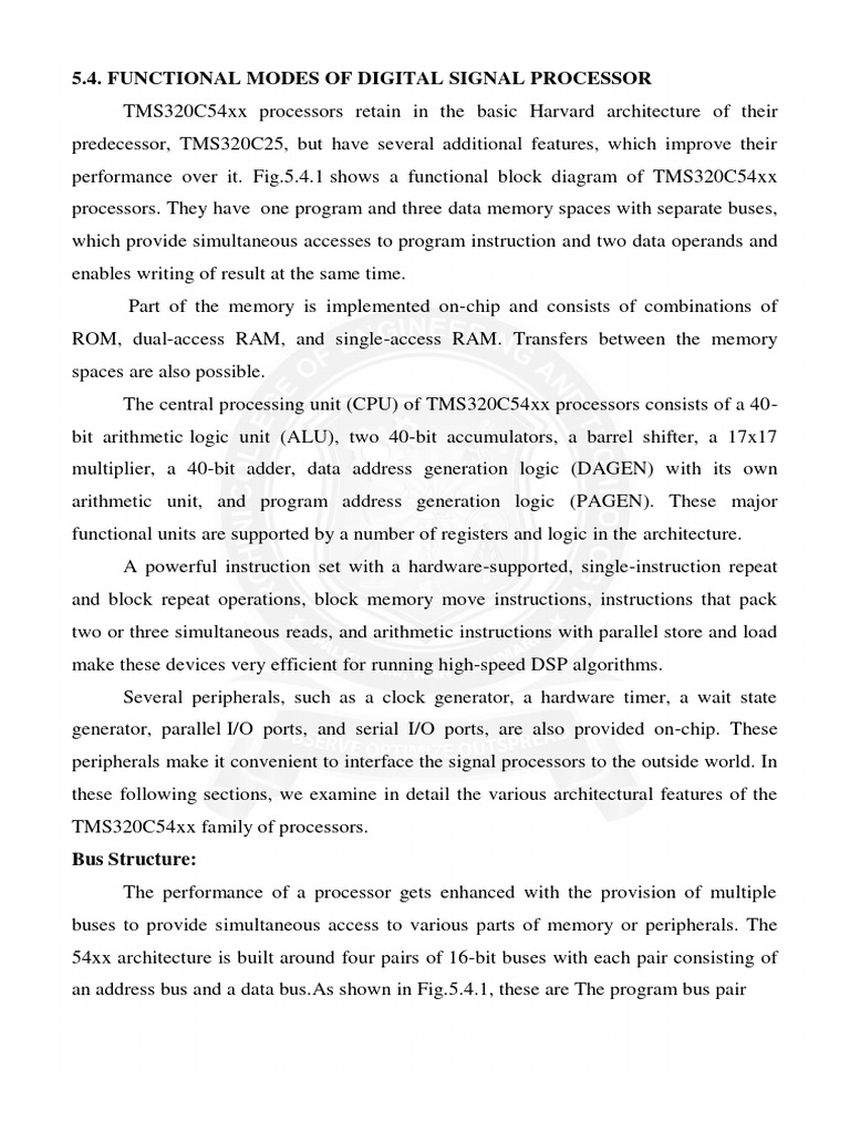 TMS320C54xx DSP Architecture Overview | PDF | Central Processing Unit ...
