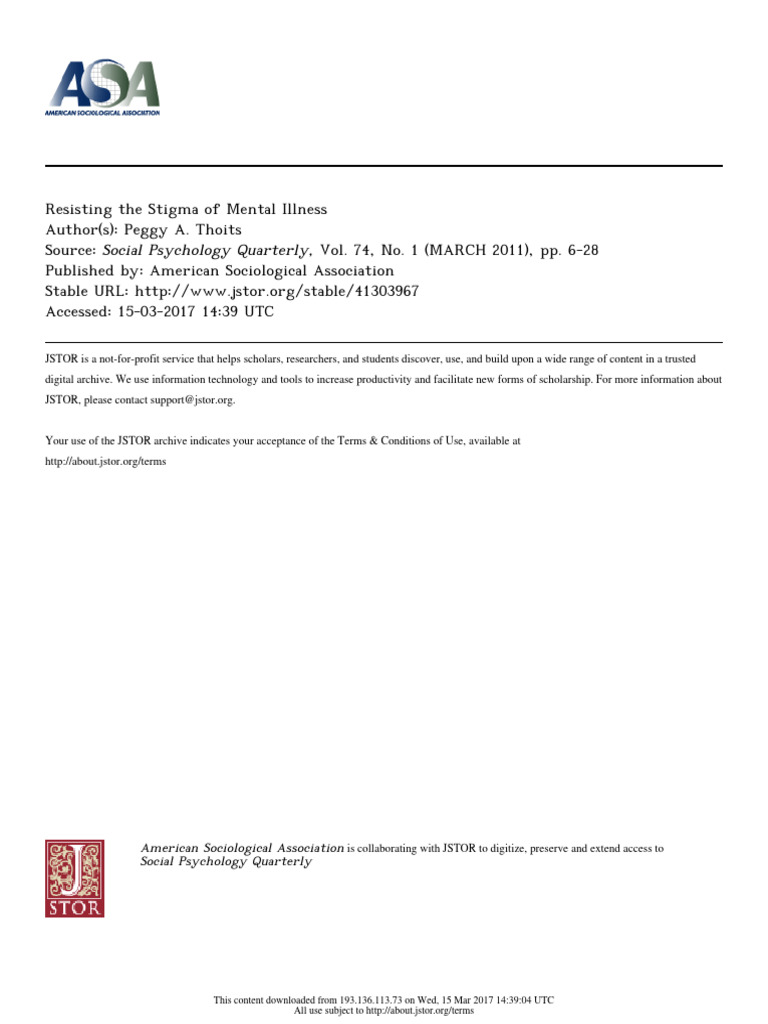 Resisting The Stigma of Mental Illness | PDF | Social Stigma | Mental ...