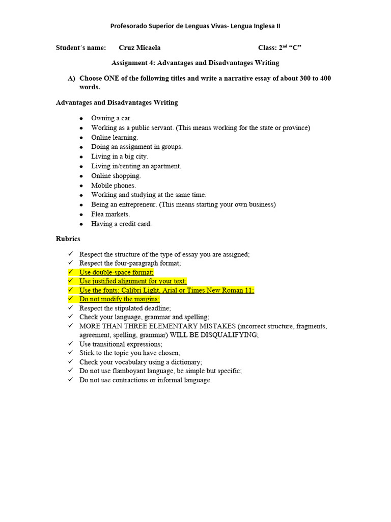 2C - Advantages and Disadvantages Essay | PDF | Human Communication