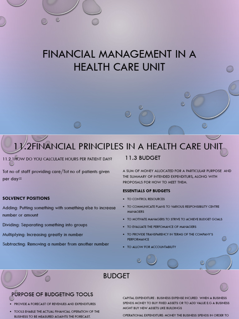 Financial Management in a Health Care Unit | PDF | Expense | Budget