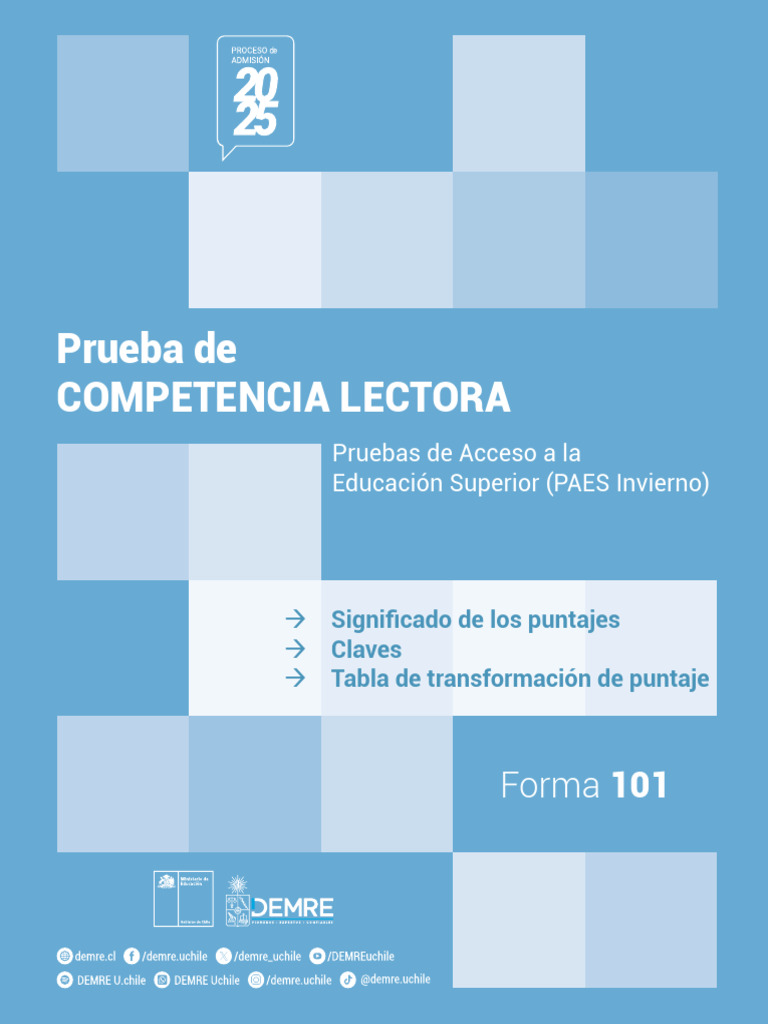Puntajes PAES Competencia Lectora 2025 | PDF