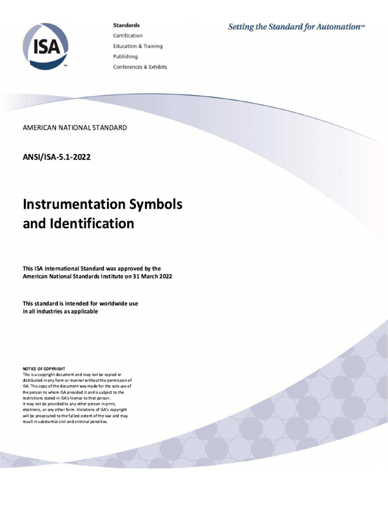 ANSI ISA-5.1-2022 Instrumentation Symbols and Identification | PDF ...